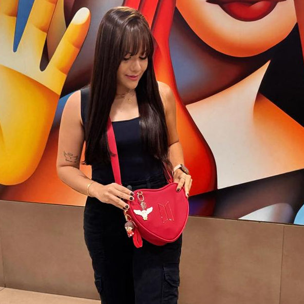 Bolsa de coração do bts -Vermelha com dourado