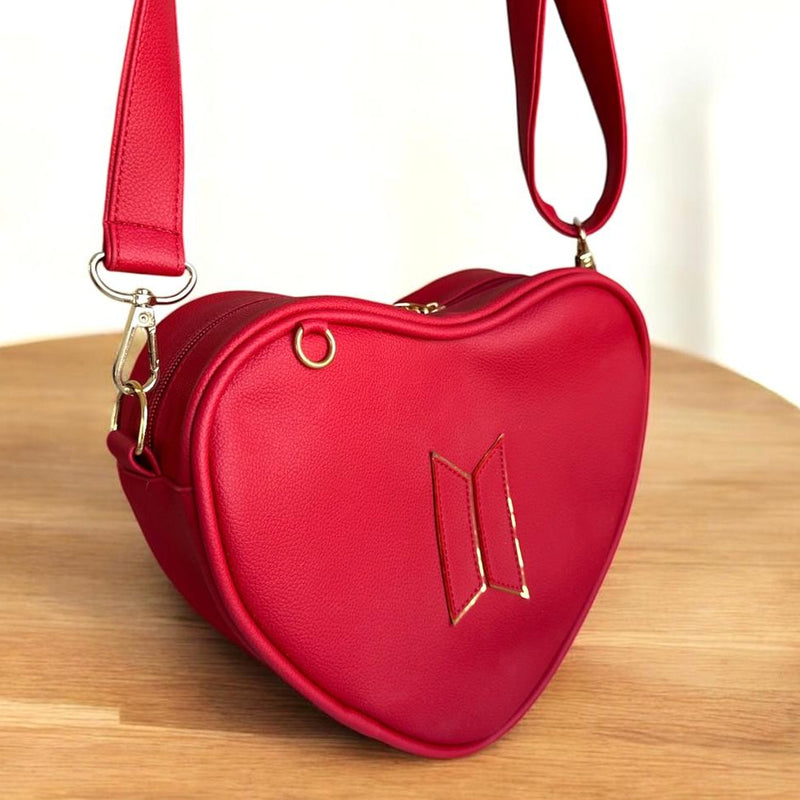 Bolsa de coração do bts -Vermelha com dourado