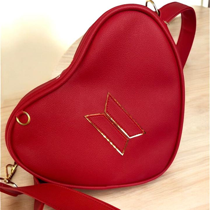Bolsa de coração do bts -Vermelha com dourado