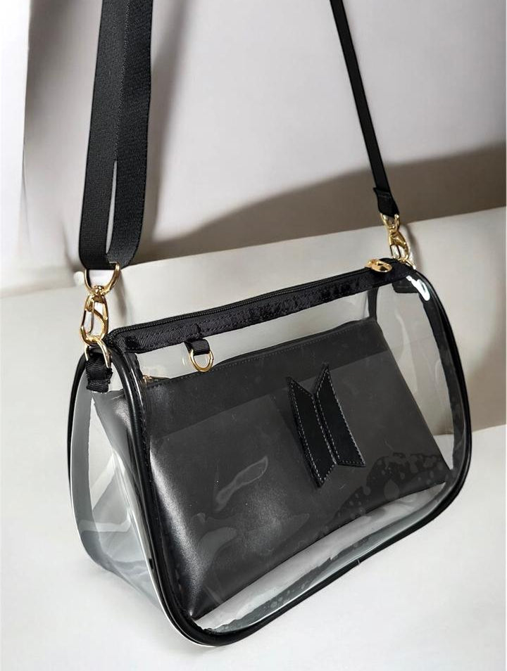 Bolsa Baguete BTS-Transparente com preto