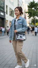 Bolsa Baguete BTS-Transparente com preto