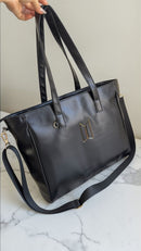 Bolsa Shopper- Preta com dourado