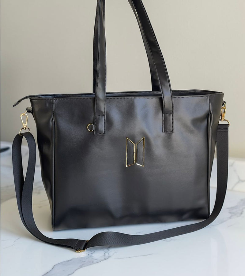 Bolsa Shopper- Preta com dourado